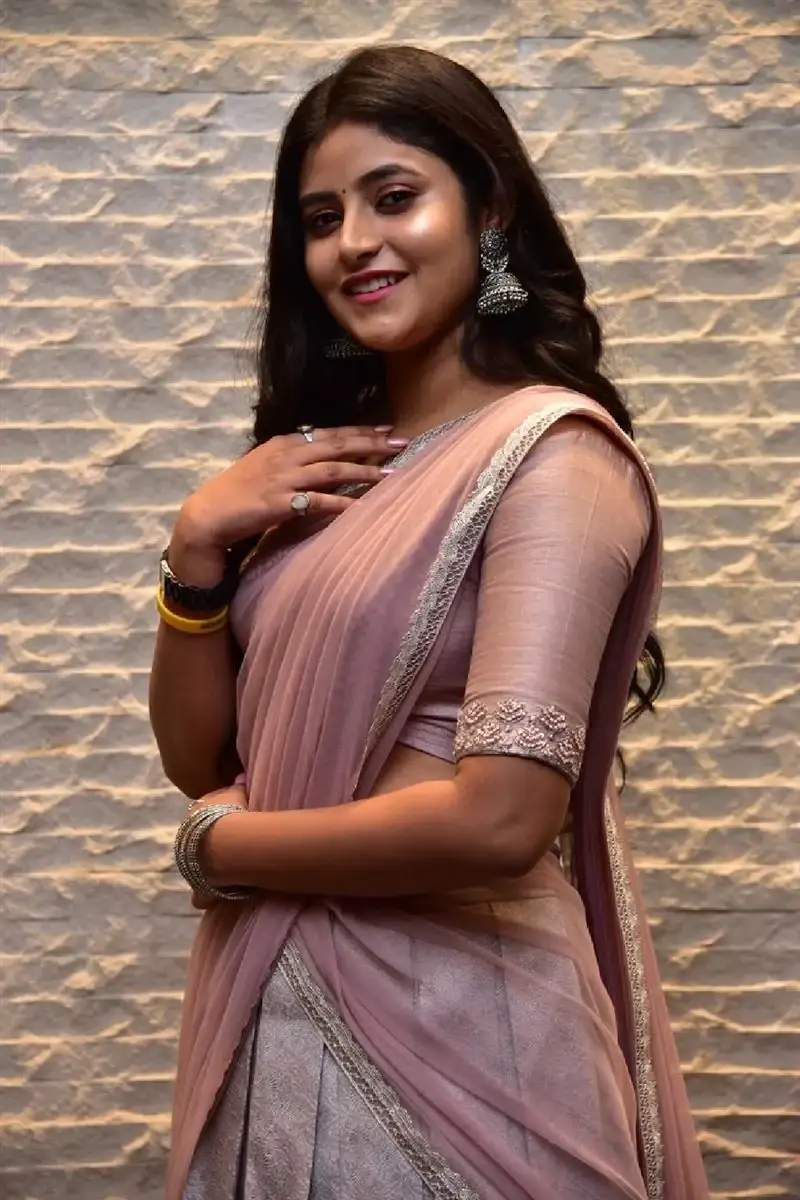 TELUGU ACTRESS SANCHITA BASHU IN PINK SAREE AT MOVIE PRE RELEASE EVENT 17